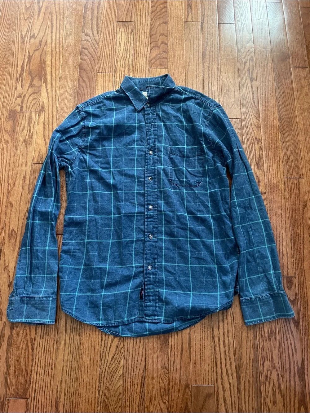 Faherty Blue Plaid Button Down Men’s Sz Medium